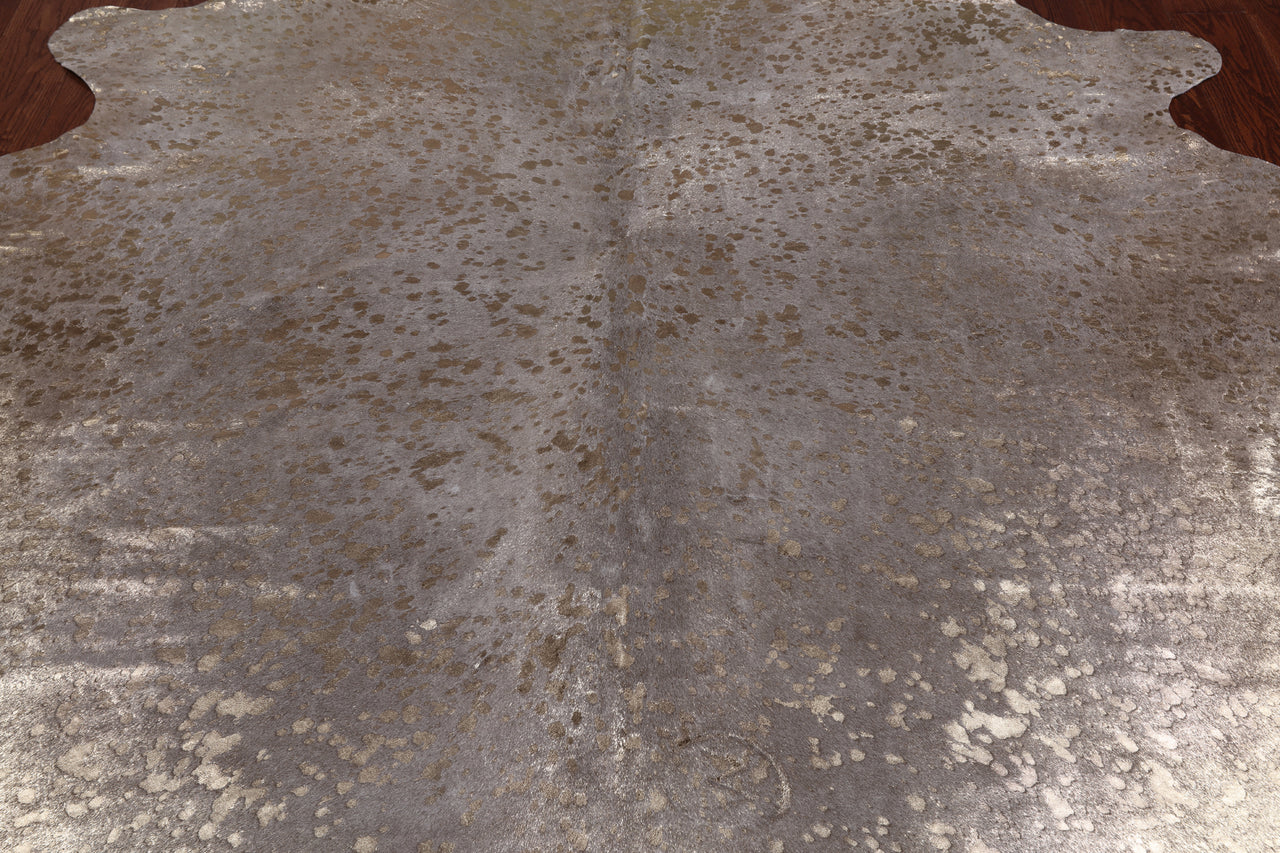 Gold Metallic Natural Cowhide Rug - XX-Large 7' 8"H x 7' 2"W