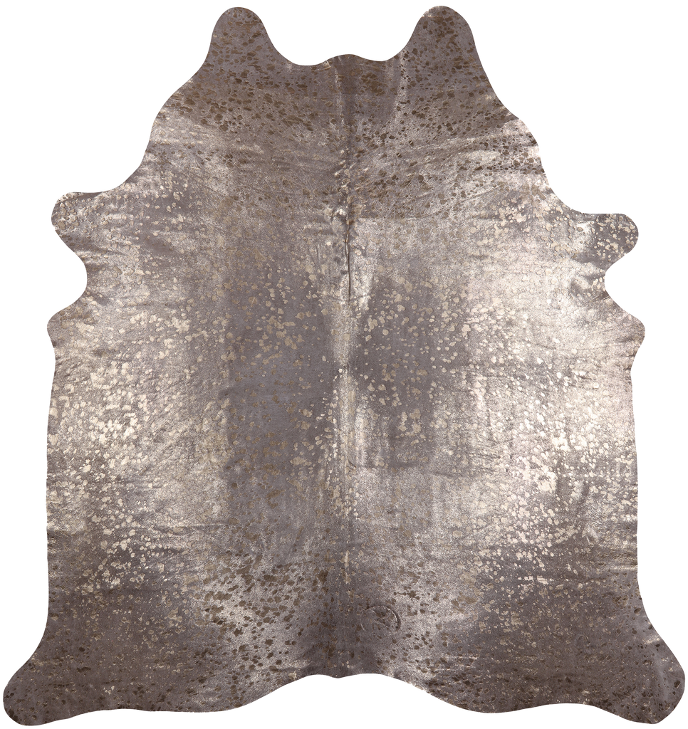 Gold Metallic Natural Cowhide Rug - XX-Large 7' 8"H x 7' 2"W
