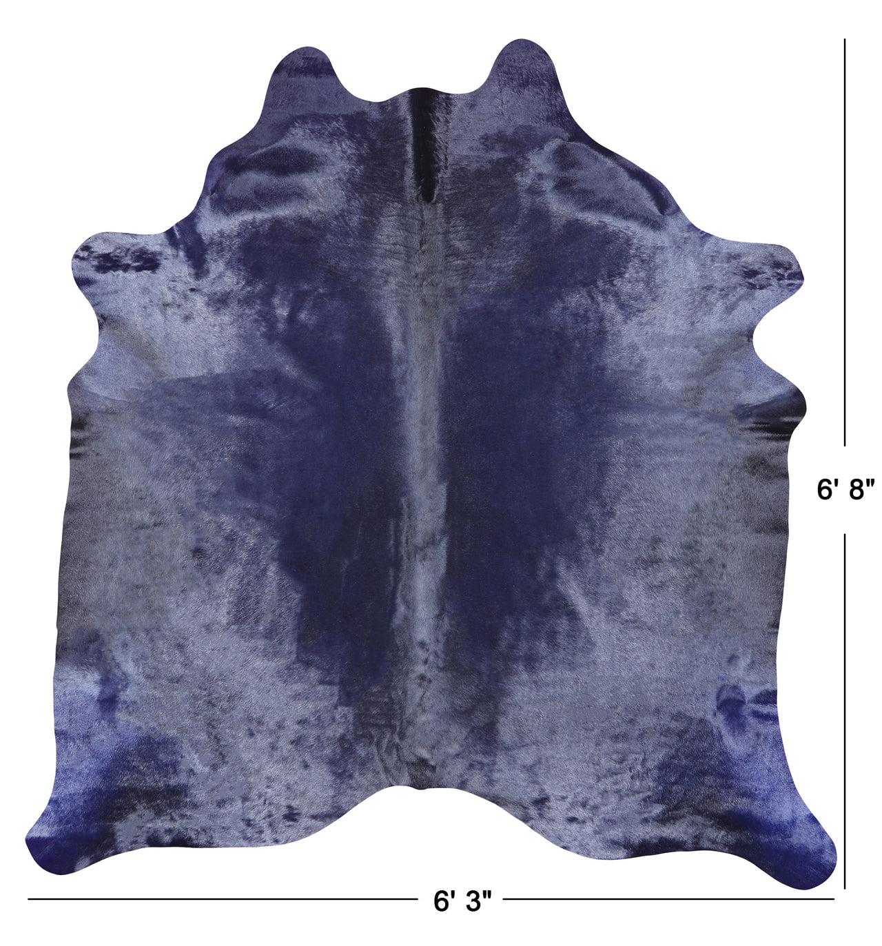 Navy Blue Dyed Cowhide Natural Cowhide Rug - X-Large 6' 8"H x 6' 3"W
