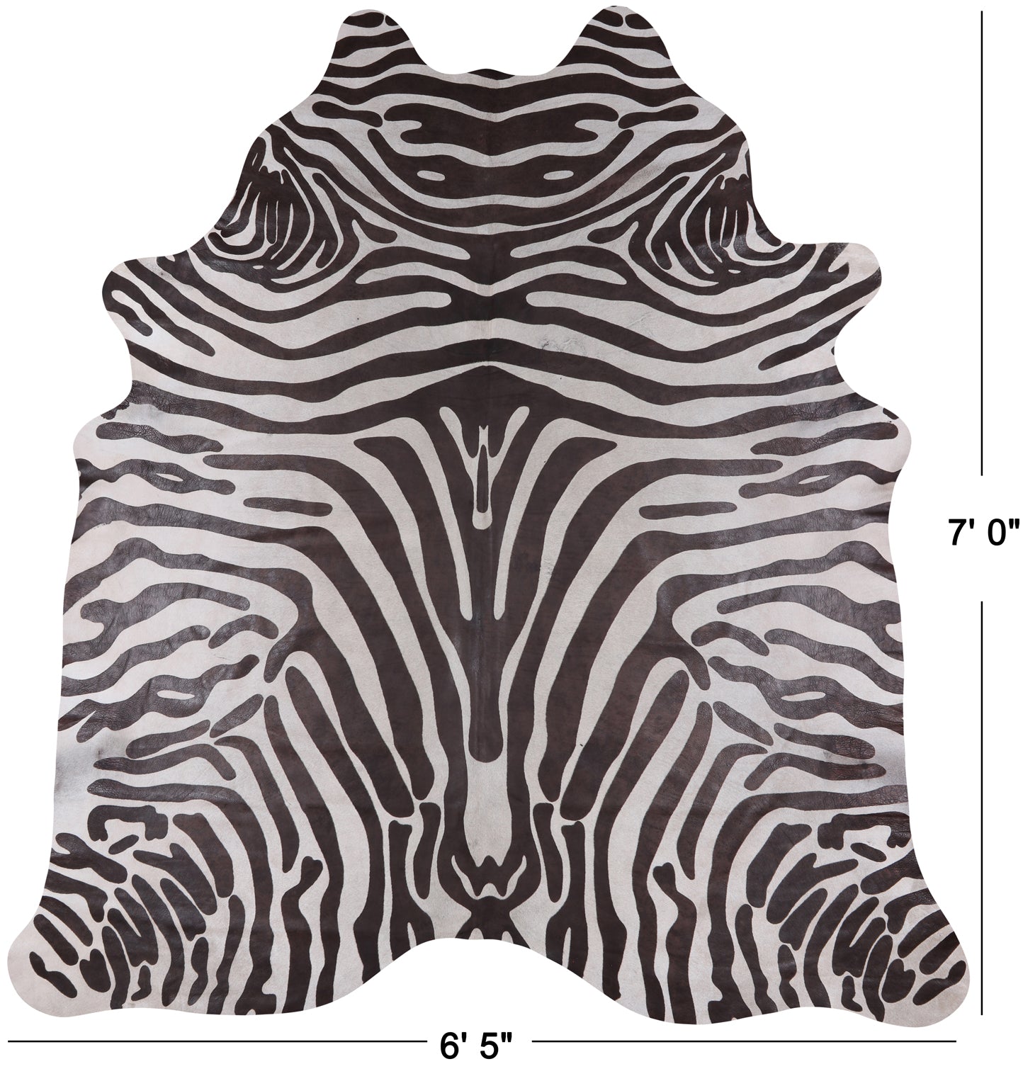 Brown Zebra Animal Print Natural Cowhide Rug - X-Large 7' 0