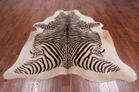 Thumbnail for Brown Zebra Animal Print Natural Cowhide Rug - X-Large 7' 1