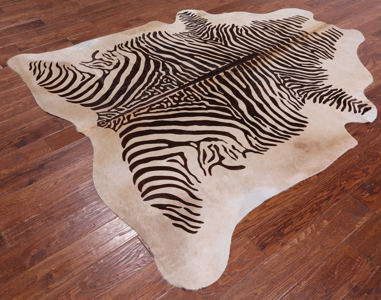 Brown Zebra Animal Print Natural Cowhide Rug - X-Large 7' 1"H x 6' 4"W