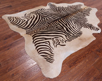 Thumbnail for Brown Zebra Animal Print Natural Cowhide Rug - X-Large 7' 1