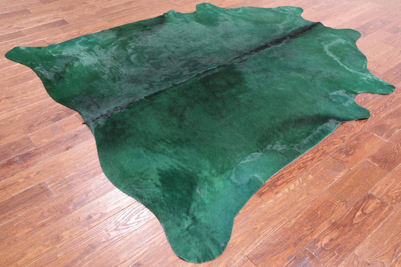 Green Dyed Cowhide Natural Cowhide Rug - XX-Large 7' 10"H x 7' 3"W