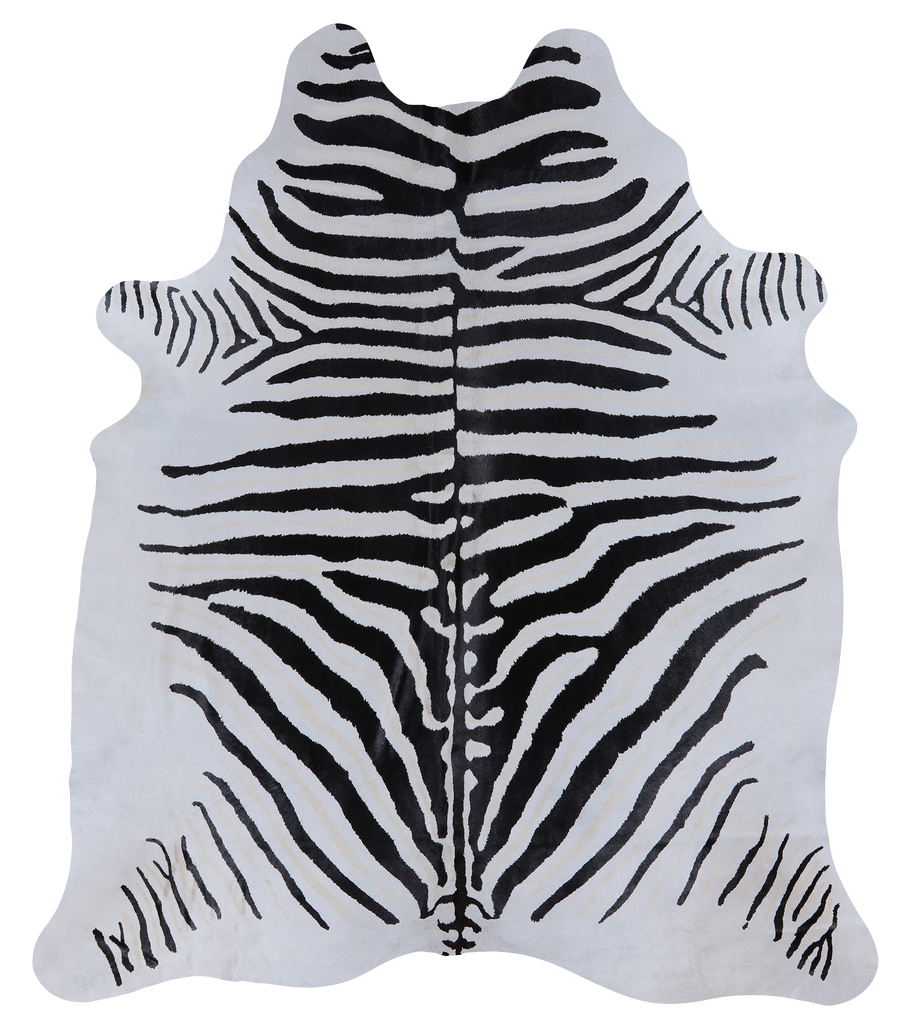 Black Zebra Animal Print Natural Cowhide Rug - XX-Large 7' 6"H x 6' 3"W