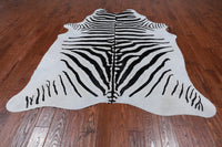 Thumbnail for Black Zebra Animal Print Natural Cowhide Rug - XX-Large 7' 6