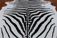 Thumbnail for Black Zebra Animal Print Natural Cowhide Rug - XX-Large 7' 6