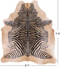 Thumbnail for Zebra Animal Print Natural Cowhide Rug - X-Large 7' 3