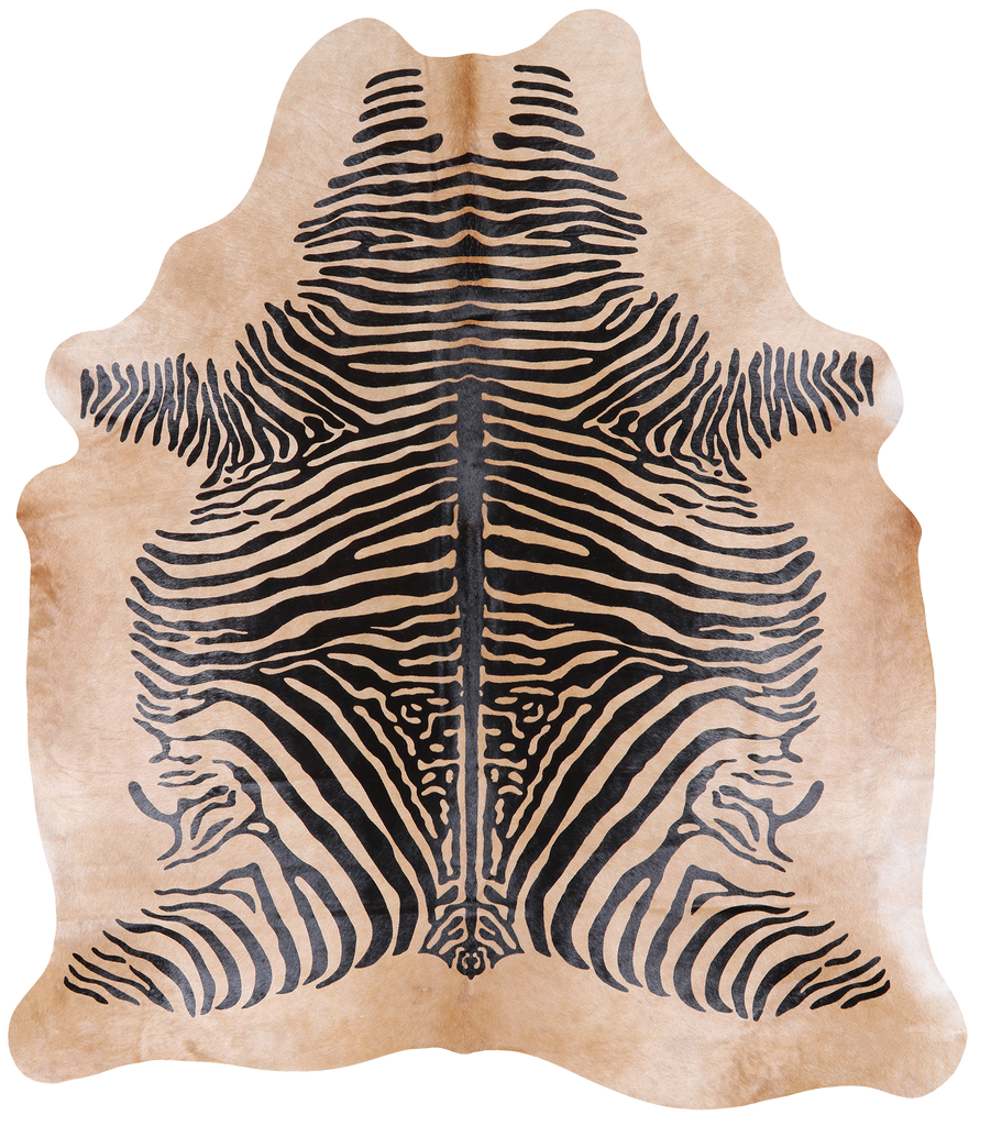 Zebra Animal Print Natural Cowhide Rug - X-Large 7' 3"H x 6' 1"W