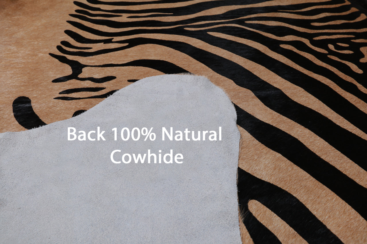 Zebra Animal Print Natural Cowhide Rug - X-Large 7' 3"H x 6' 1"W