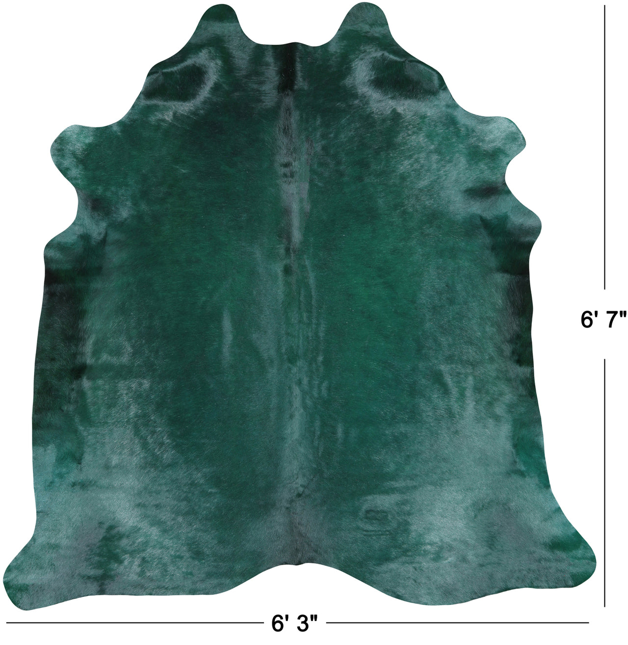 Green Dyed Cowhide Natural Cowhide Rug - Large 6' 7"H x 6' 3"W