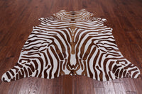 Thumbnail for Brown Zebra Animal Print Natural Cowhide Rug - Large 6' 7