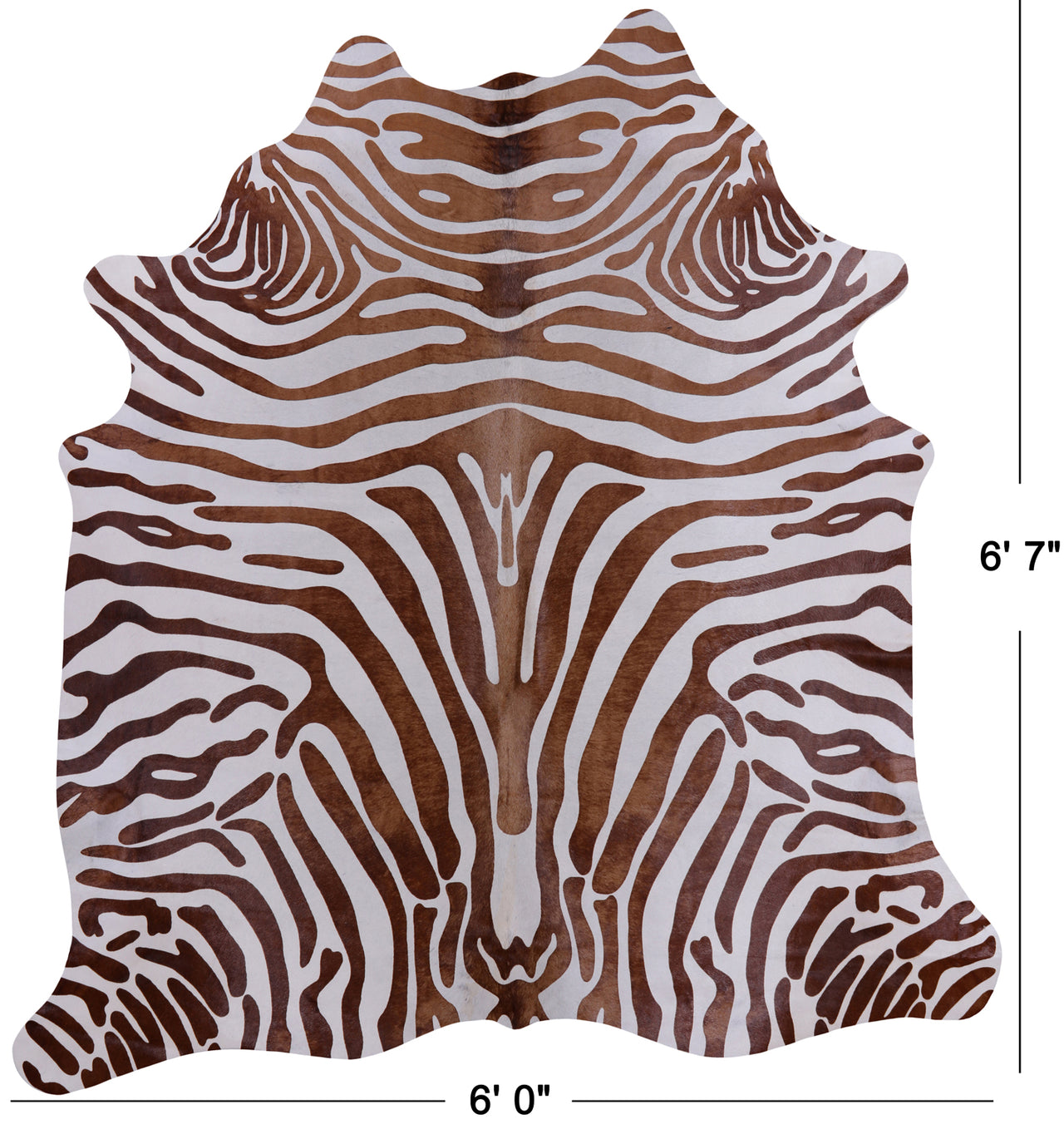 Brown Zebra Animal Print Natural Cowhide Rug - Large 6' 7"H x 6' 0"W