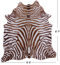 Thumbnail for Brown Zebra Animal Print Natural Cowhide Rug - Large 6' 7