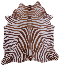 Thumbnail for Brown Zebra Animal Print Natural Cowhide Rug - Large 6' 7