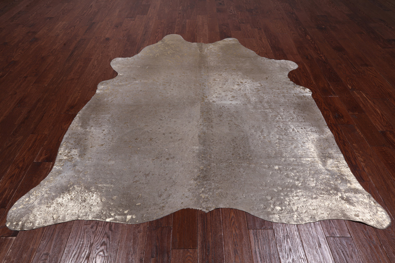 Gold Metallic Natural Cowhide Rug - XX-Large 7' 6"H x 6' 6"W