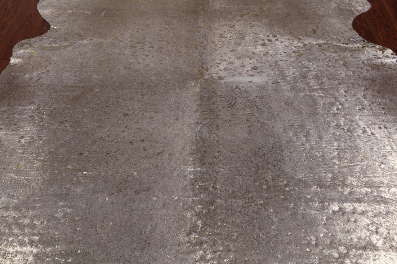 Gold Metallic Natural Cowhide Rug - XX-Large 7' 6"H x 6' 6"W
