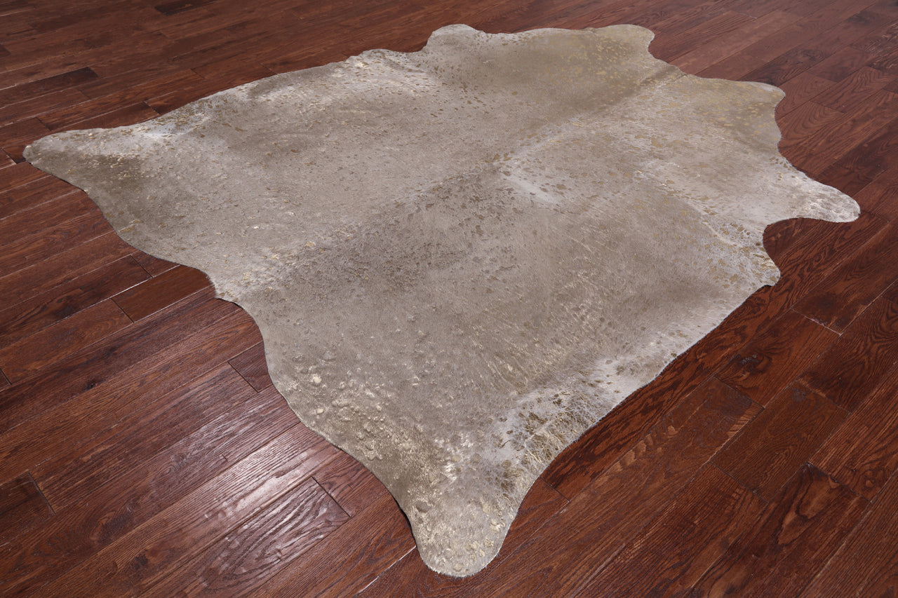 Gold Metallic Natural Cowhide Rug - XX-Large 7' 6"H x 6' 6"W