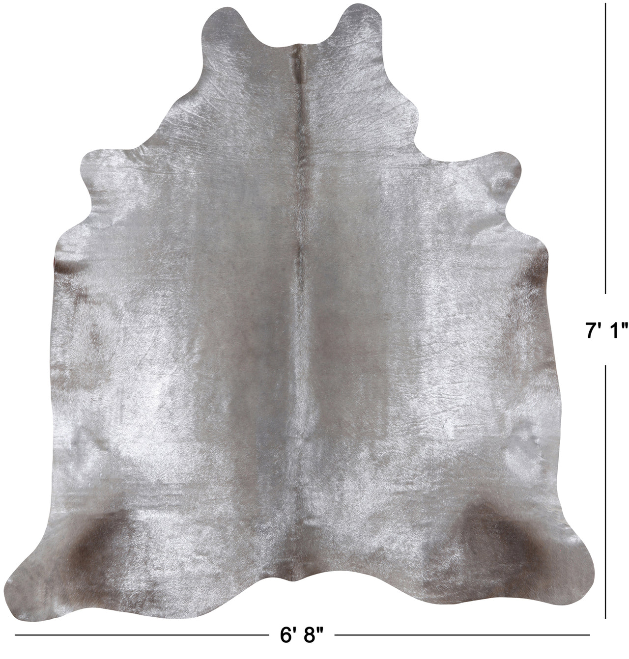 Silver Dyed Cowhide Natural Cowhide Rug - X-Large 7' 1"H x 6' 8"W