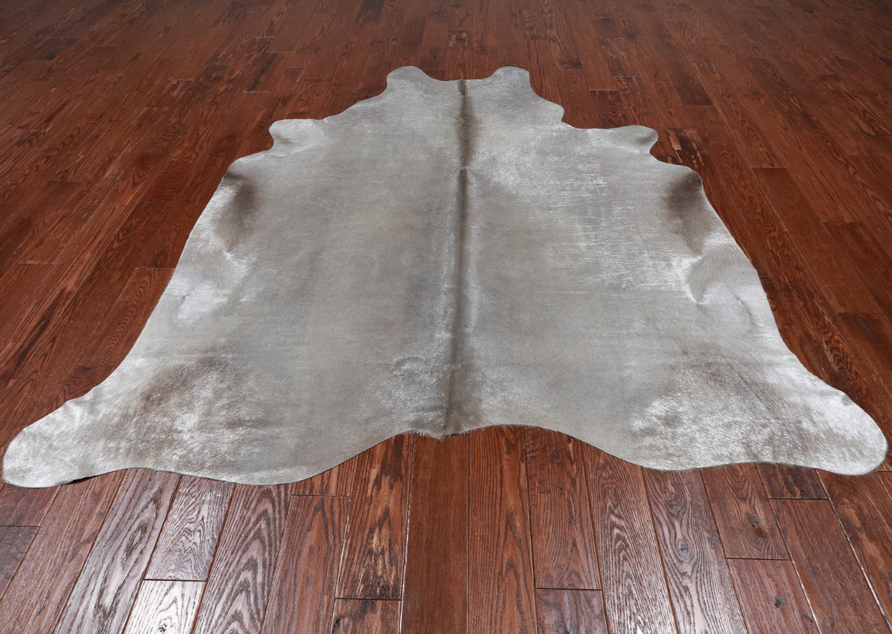 Silver Dyed Cowhide Natural Cowhide Rug - X-Large 7' 1"H x 6' 8"W
