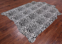 Thumbnail for Black Zebra Animal Print Natural Cowhide Rug - XX-Large 8' 0