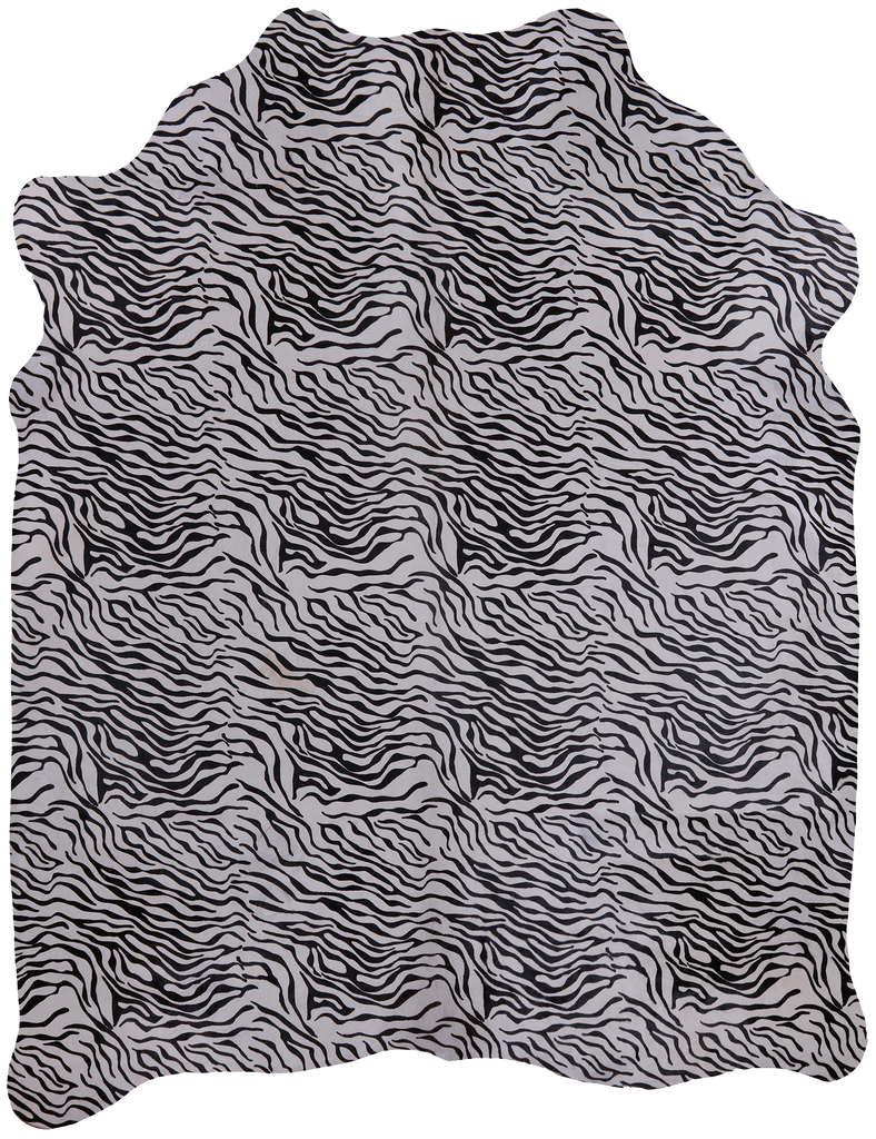 Black Zebra Animal Print Natural Cowhide Rug - XX-Large 8' 0"H x 6' 1"W