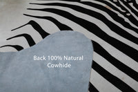 Thumbnail for Black Zebra Animal Print Natural Cowhide Rug - XX-Large 8' 0