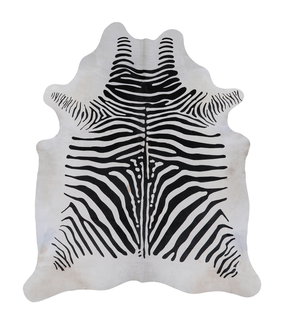 Black Zebra Animal Print Natural Cowhide Rug - XX-Large 8' 0"H x 6' 5"W