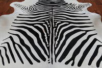 Thumbnail for Black Zebra Animal Print Natural Cowhide Rug - XX-Large 8' 0