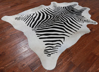 Thumbnail for Black Zebra Animal Print Natural Cowhide Rug - XX-Large 8' 0