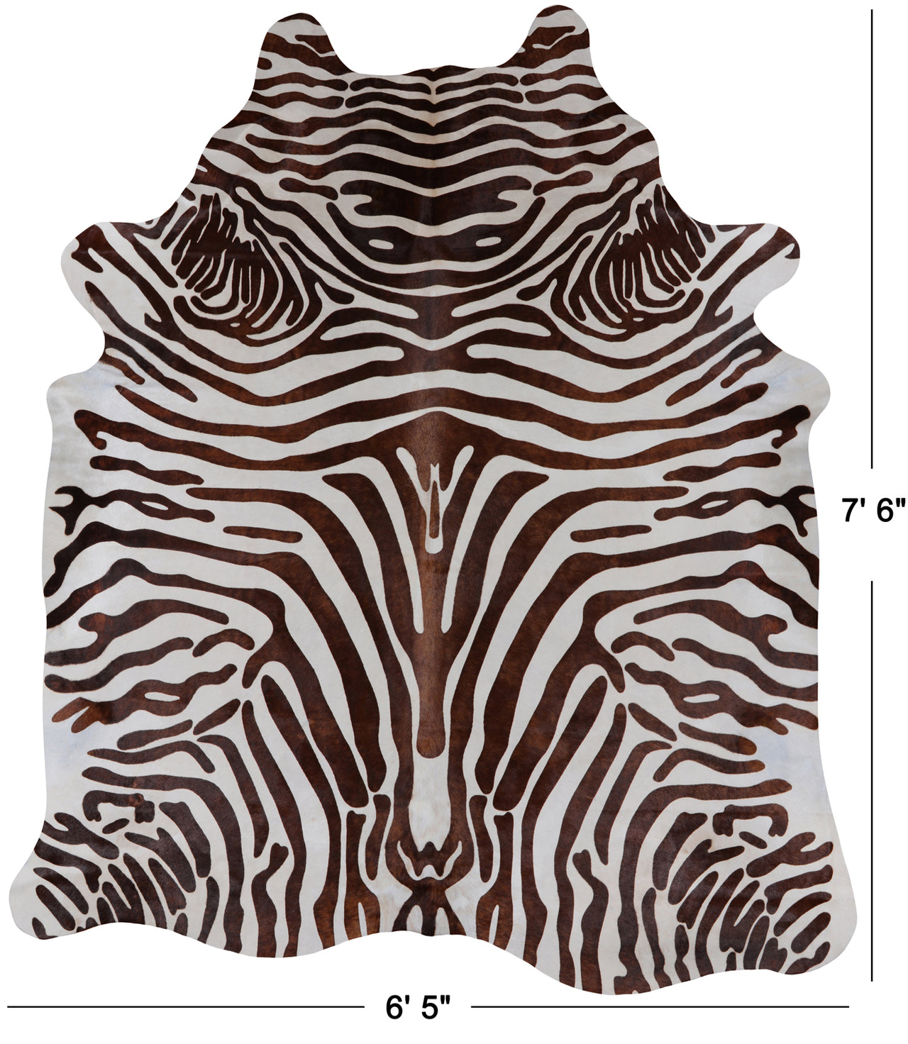 Brown Zebra Animal Print Natural Cowhide Rug - XX-Large 7' 6"H x 6' 5"W