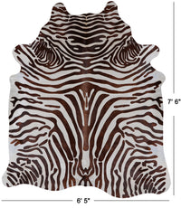 Thumbnail for Brown Zebra Animal Print Natural Cowhide Rug - XX-Large 7' 6