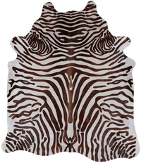 Thumbnail for Brown Zebra Animal Print Natural Cowhide Rug - XX-Large 7' 6