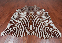 Thumbnail for Brown Zebra Animal Print Natural Cowhide Rug - XX-Large 7' 6