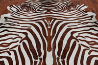 Thumbnail for Brown Zebra Animal Print Natural Cowhide Rug - XX-Large 7' 6