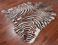 Thumbnail for Brown Zebra Animal Print Natural Cowhide Rug - XX-Large 7' 6