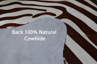 Thumbnail for Brown Zebra Animal Print Natural Cowhide Rug - XX-Large 7' 6
