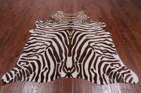 Thumbnail for Brown Zebra Animal Print Natural Cowhide Rug - X-Large 6' 10