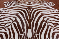 Thumbnail for Brown Zebra Animal Print Natural Cowhide Rug - X-Large 6' 10
