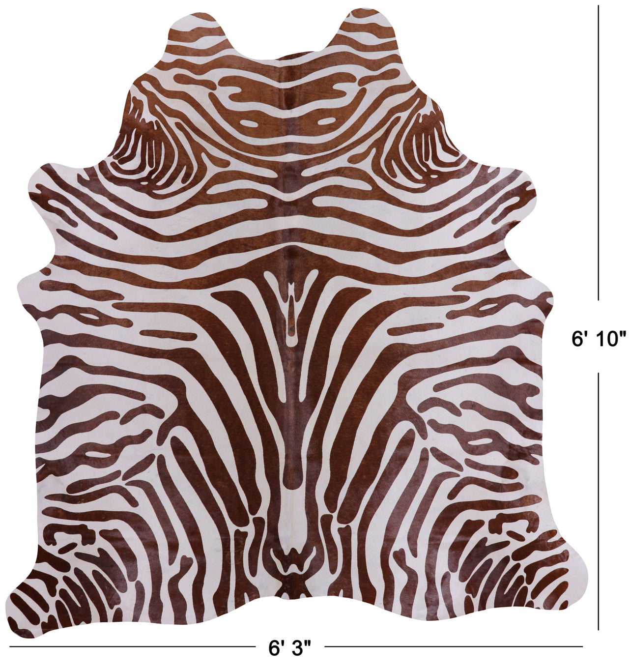 Brown Zebra Animal Print Natural Cowhide Rug - X-Large 6' 10"H x 6' 3"W