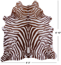 Thumbnail for Brown Zebra Animal Print Natural Cowhide Rug - X-Large 6' 10