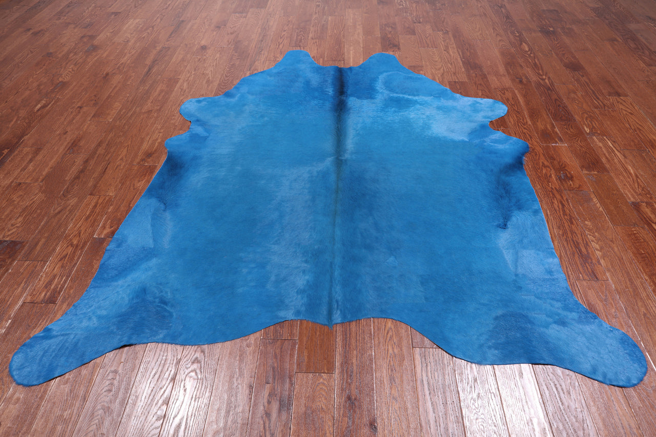 Blue Dyed Cowhide Natural Cowhide Rug - XX-Large 7' 6"H x 6' 10"W