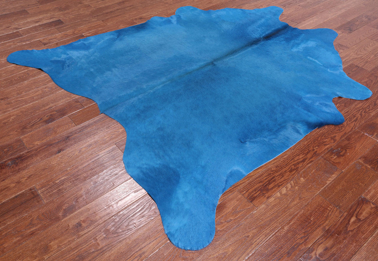 Blue Dyed Cowhide Natural Cowhide Rug - XX-Large 7' 6"H x 6' 10"W