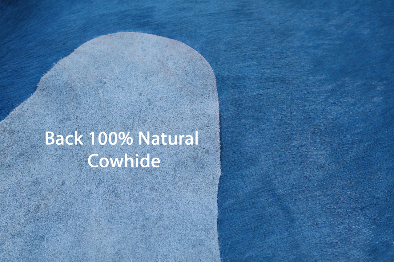 Blue Dyed Cowhide Natural Cowhide Rug - XX-Large 7' 6"H x 6' 10"W