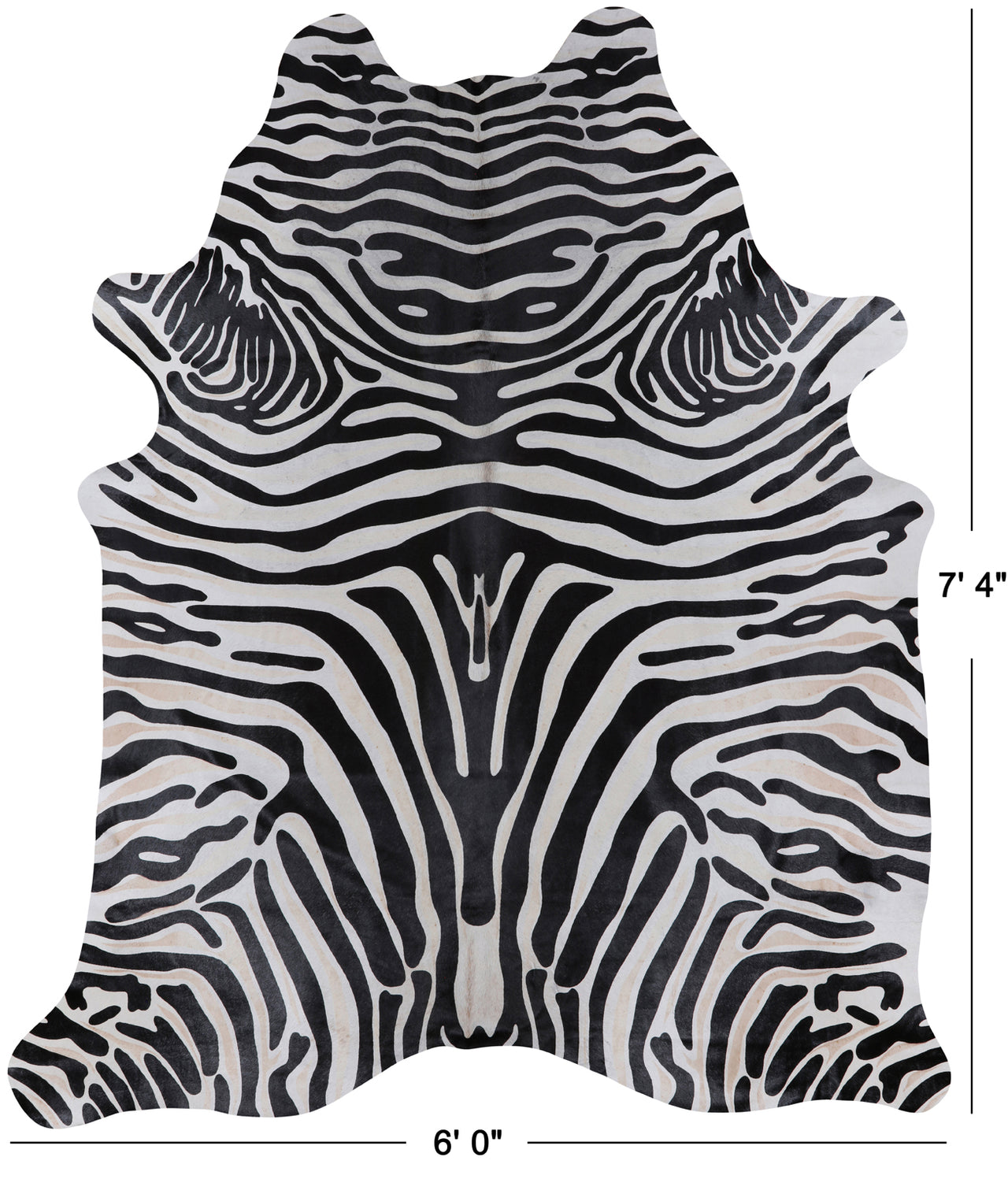 Black Zebra Animal Print Natural Cowhide Rug - XX-Large 7' 4"H x 6' 0"W