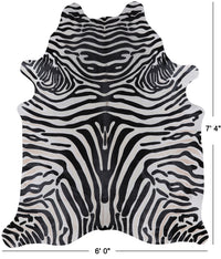 Thumbnail for Black Zebra Animal Print Natural Cowhide Rug - XX-Large 7' 4