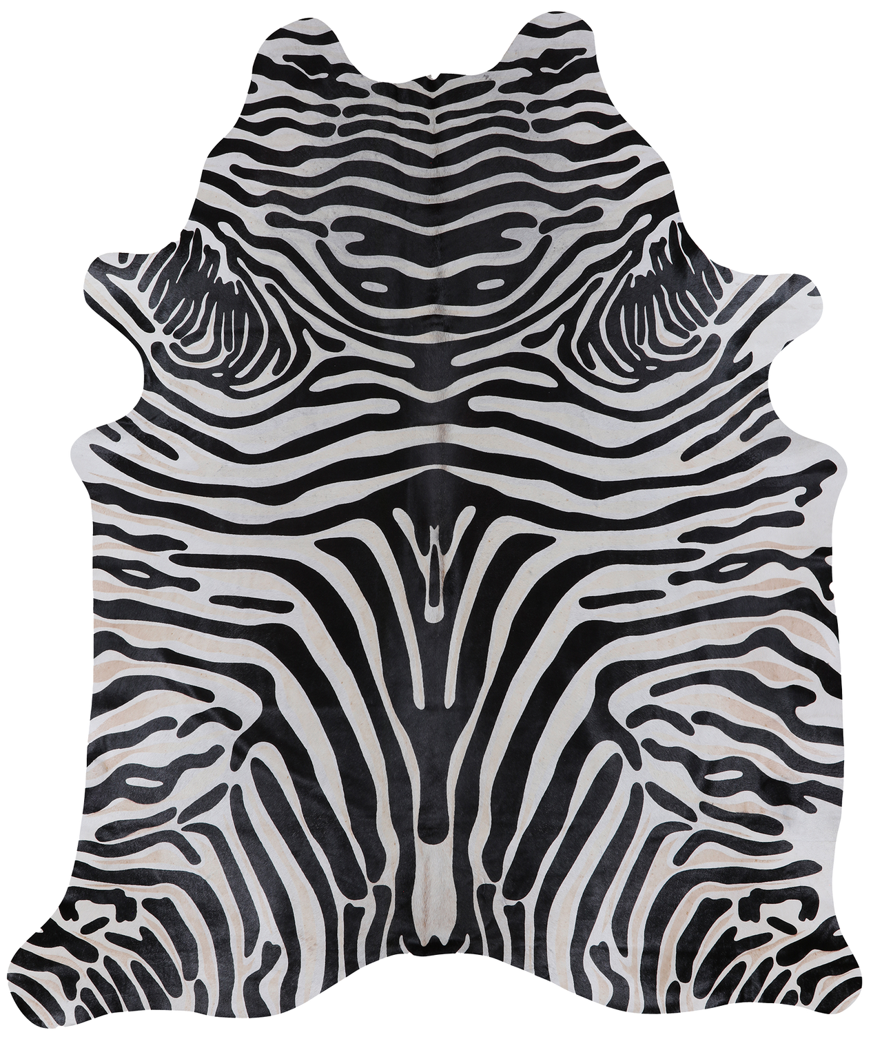 Black Zebra Animal Print Natural Cowhide Rug - XX-Large 7' 4"H x 6' 0"W