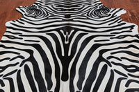 Thumbnail for Black Zebra Animal Print Natural Cowhide Rug - XX-Large 7' 4