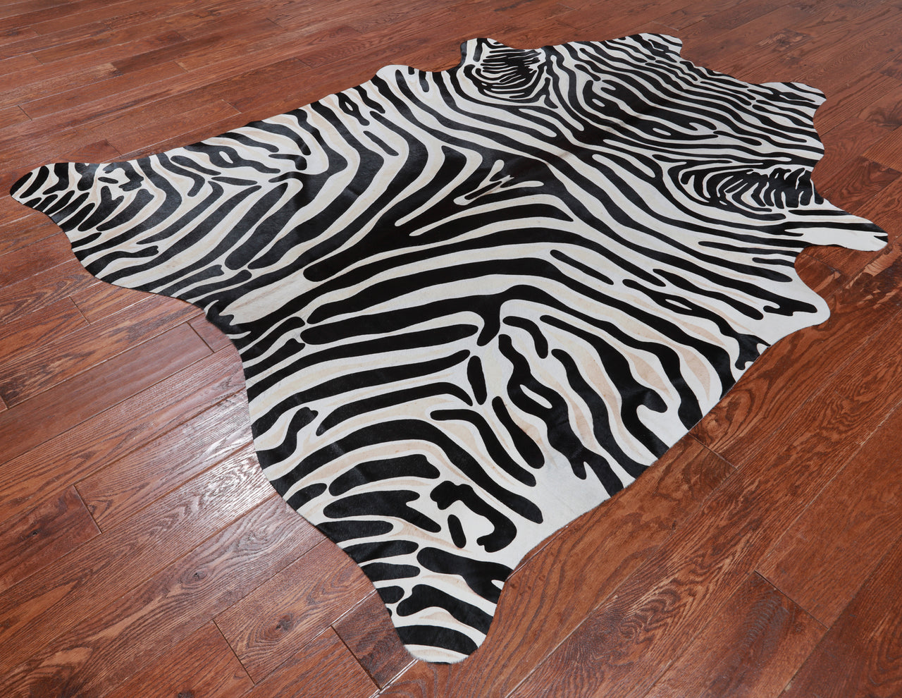 Black Zebra Animal Print Natural Cowhide Rug - XX-Large 7' 4"H x 6' 0"W