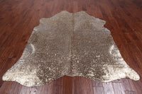 Thumbnail for Gold Metallic Animal Print Natural Cowhide Rug - X-Large 7' 1